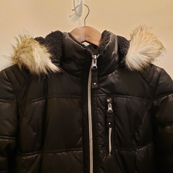 Laundry by Design Black Puffer Jacket Faux Fur Size Small - Picture 2 of 16